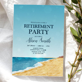 Pensionärsfest med strand, hav och linsreflexer inbjudningar