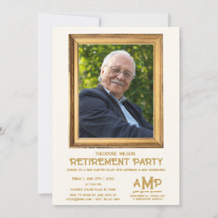 Pensionärsfest med vintage fotoram  inbjudningar