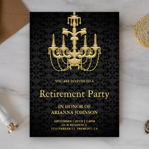 Pensionärsfest med Vintage Guld Ljuskrona Inbjudningar