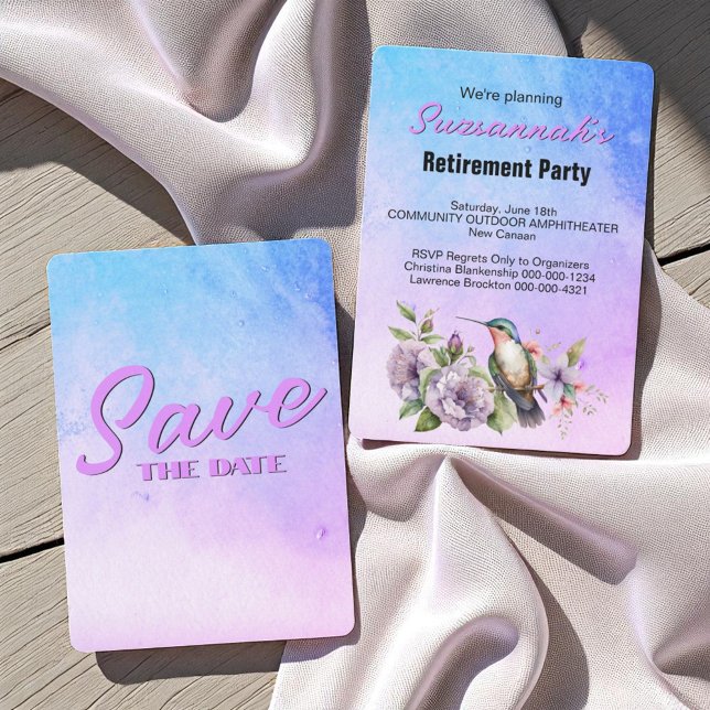 Pensionärsfest Spara Datum Kolibri Datumet (template save the date invitation front and back)