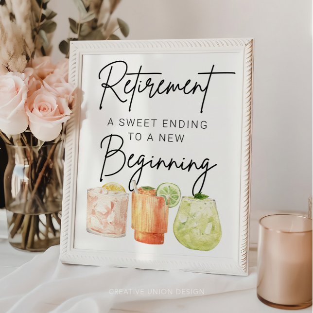 Pensionärsfest Tecken, Nytt Början Poster (Retirement)
