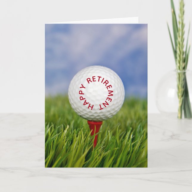 Pensionärsgolfboll på en röd tee kort (Framsida)