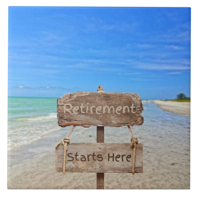 Pensionärslivet Börjar Här! Sanibel Island Strand Kakelplatta (Framsidan)