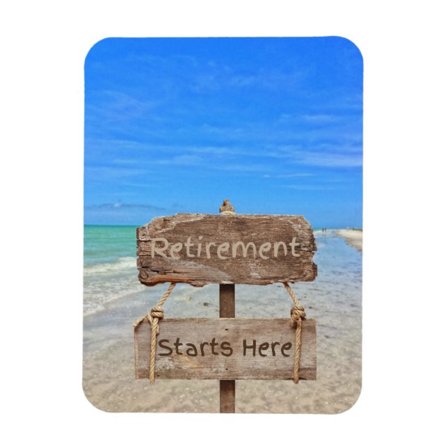 Pensionärslivet Börjar Här! Sanibel Island Strand Magnet (Vertikal)