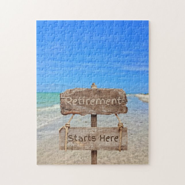 Pensionärslivet Börjar Här! Sanibel Island Strand Pussel (Vertikal)