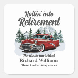Pensionärsresor Tema Klassisk Retro Bil Rullande Fyrkantigt Klistermärke