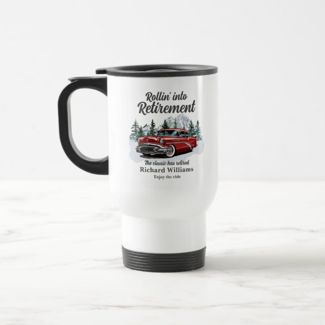 Pensionärsresor Tema Klassisk Retro Bil Rullande Resemugg (Vänster)