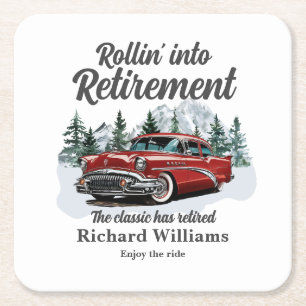 Pensionärsresor Tema Klassisk Retro Bil Rullande Underlägg Papper Kvadrat