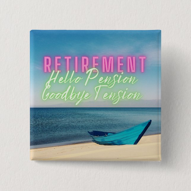 Pensionärsscen med båt och strand knapp (Framsida)