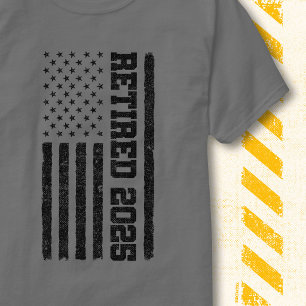 Pensionerad 2025 Amerikansk Flagga Retro Vintage P T Shirt