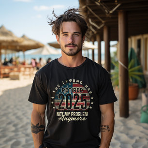 Pensionerad 2025 Inte Mitt Problem Längre USA Flag T Shirt
