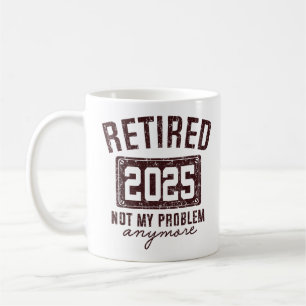 Pensionerad 2025 Pensionering För Män Kvinnor Humo Kaffemugg