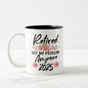 Pensionerad 2025 Pensionering Män Kvinnor Humor Två-Tonad Mugg