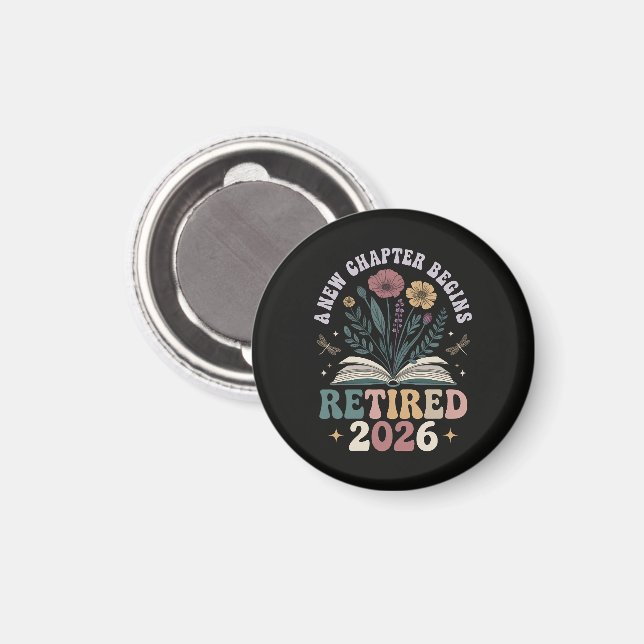 Pensionerad 2026 Ett Nytt Kapitel Börjar Magnet (Front/Back)