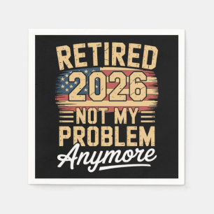 Pensionerad 2026 Inte Mitt Problem Längre USA Flag Pappersservett
