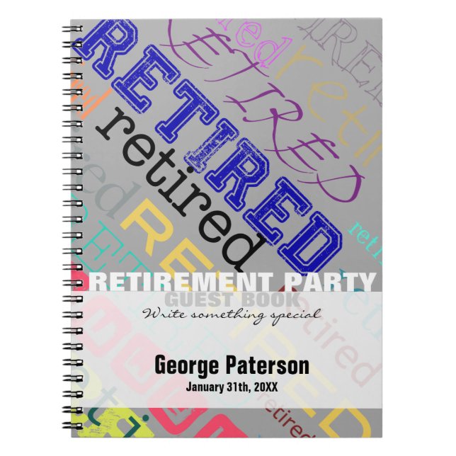 Pensionerad Anpassningsbar Pension Party Guest Bok Anteckningsbok Med Spiral (Framsidan)