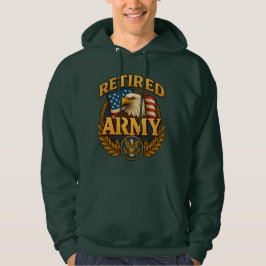 Pensionerad ARMÉ-design med flagga och örn Hoodie