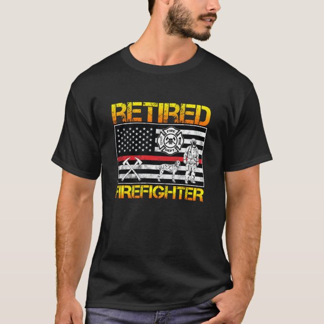 Pensionerad brandmanpension för tunn röd linje t shirt (Framsida)
