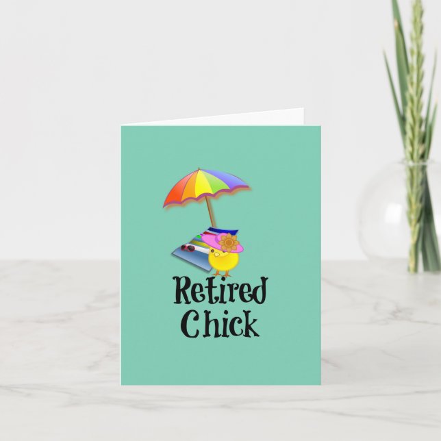 Pensionerad Chick, Pension Humor Kort (Framsida)