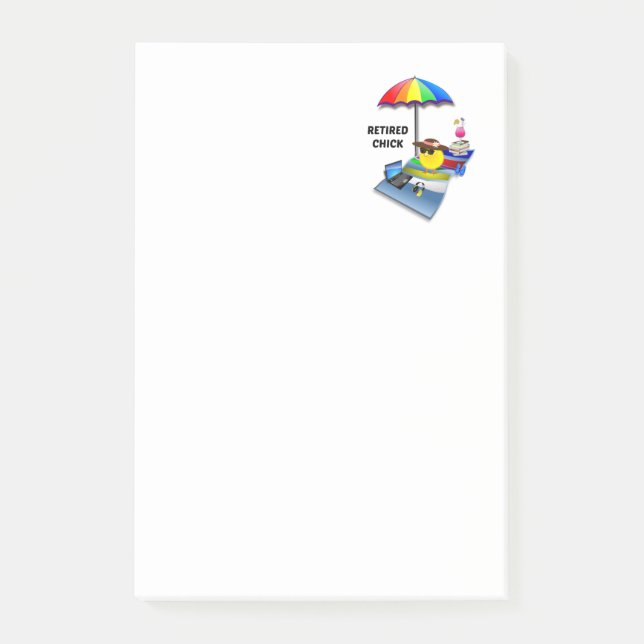 Pensionerad Chick, populär utformning. Post-it Block (Framsida)