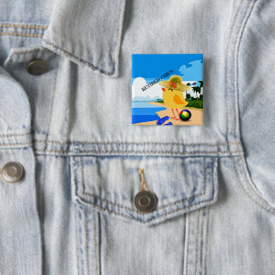 Pensionerad Chick vid stranden. Knapp
