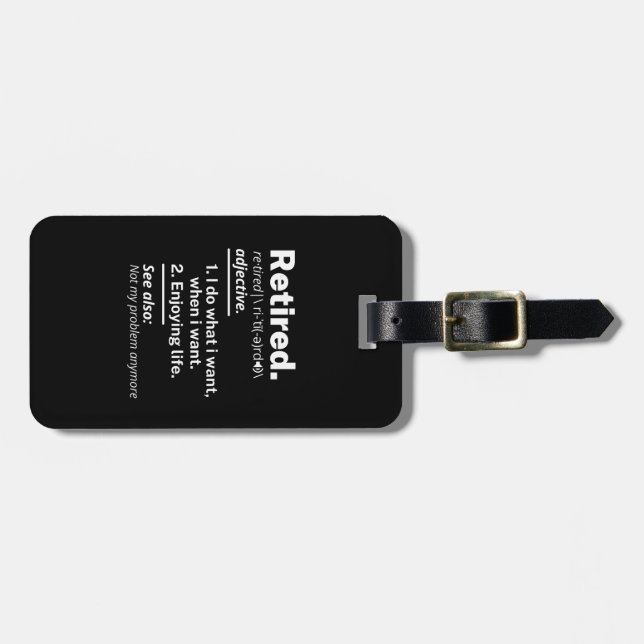 pensionerad. definition lustig pension bagagebricka (Horisontell Framsida)