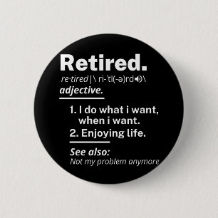 pensionerad. definition lustig pension knapp