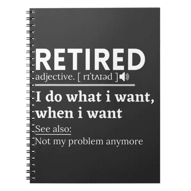 pensionerad definition, lustig pension, pensionera anteckningsbok (Framsidan)