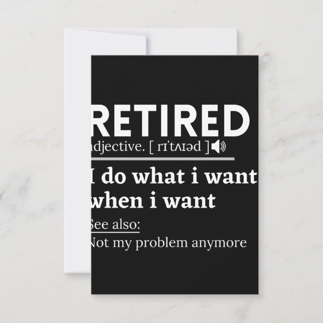 pensionerad definition, roligt pension, pensionera anteckningskort (Framsida)