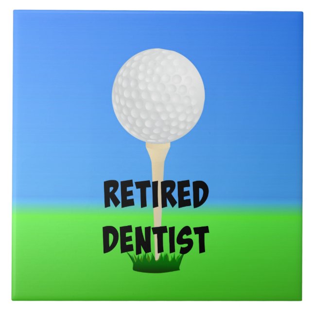 Pensionerad dentist, golf boll på en garanti. kakelplatta (Framsidan)