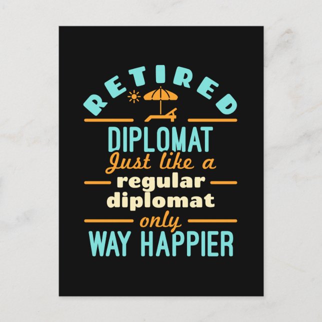 Pensionerad diplomat Funny Pension Happier Vykort (Framsida)