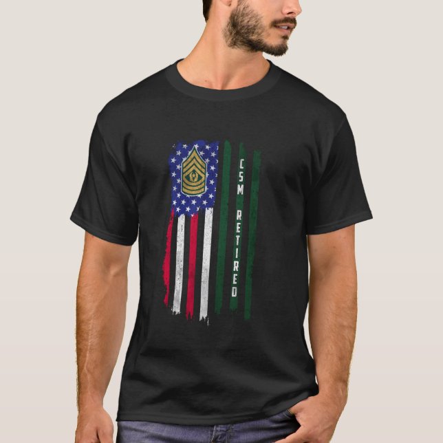 Pensionerad E-9 Command Sergeant Major CSM Rang Am T Shirt (Framsida)