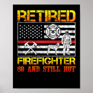 Pensionerad Firefighter 60:e födelsedagstensfärgad Poster
