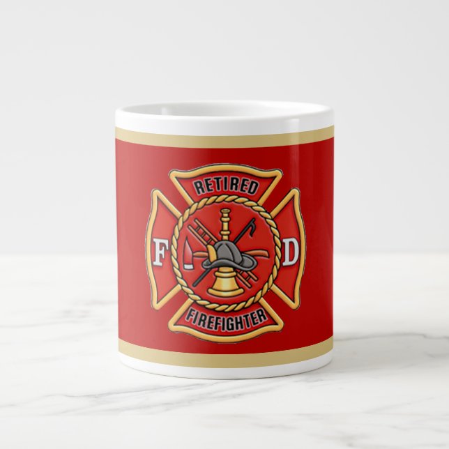 Pensionerad Firefighter's Kor Jumbo Mugg (Framsidan)