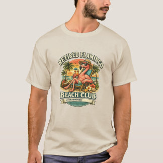 Pensionerad Flamingo Beach Club Anpassad Pension T Shirt