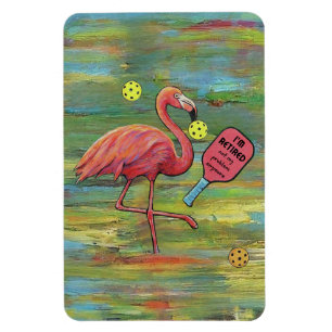 Pensionerad Flamingo Pickleball Watercolor Magnet