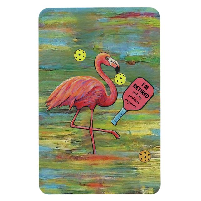 Pensionerad Flamingo Pickleball Watercolor Magnet (Vertikal)