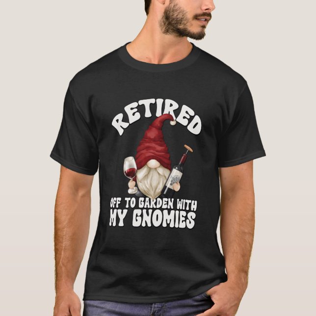 Pensionerad Gnomfarfar För Vin Pensionär T Shirt (Framsida)
