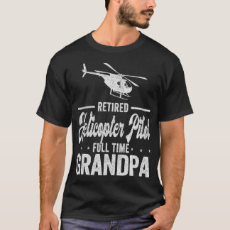 Pensionerad helikopterpilot Fullt Time Grandpa Red T Shirt