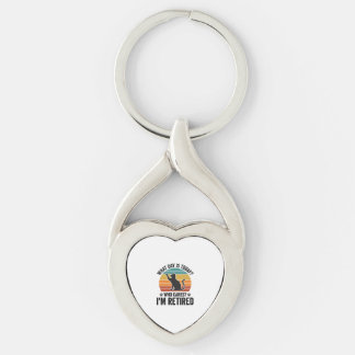 Pensionerad Katt Vintage Solnedgång Roligt Citat T Twisted Heart Silverfärgad Nyckelring