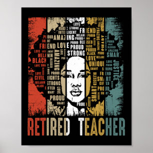 Pensionerad lärare Afro Afrikansk Amerikan Svart H Poster