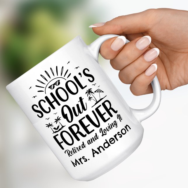 Pensionerad lärares skola är slut för alltid pensi Två-Tonad mugg (Teacher Retirement Gift)