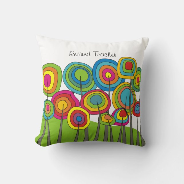 Pensionerad lärarvistisk Blommigt Kudde (Framsida)