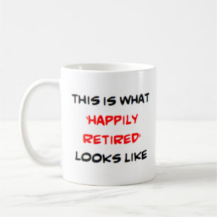pensionerad lyckligt kaffemugg