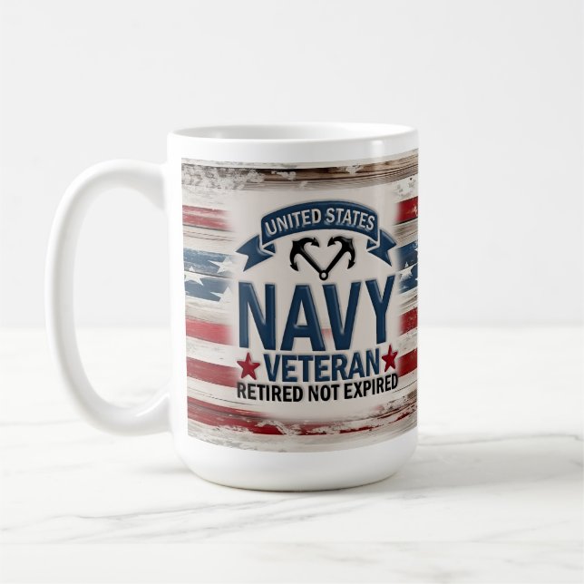 Pensionerad marin Veteran USA flagga Mugg Gift (Vänster)