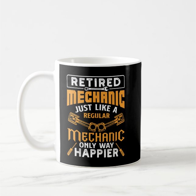 Pensionerad mekaniker precis som en vanlig endast  kaffemugg (Vänster)