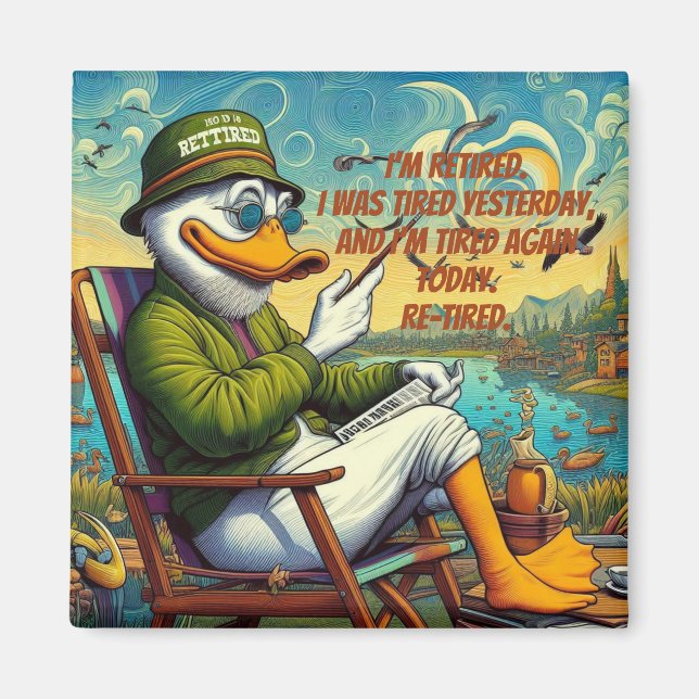 Pensionerad och avslappnad magnet (Framsidan)