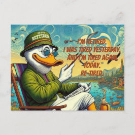 Pensionerad och avslappnad vykort