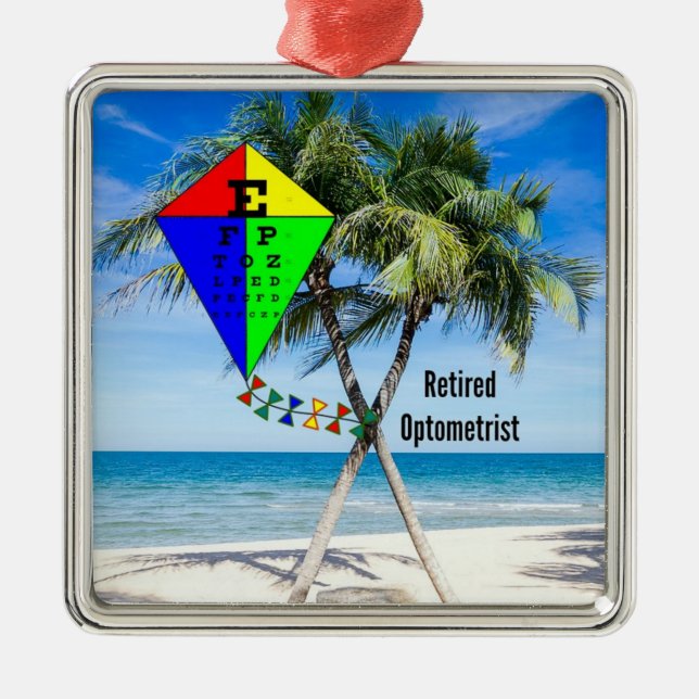 Pensionerad Optometrist, Humor licensskylt Julgransprydnad Metall (Framsidan)