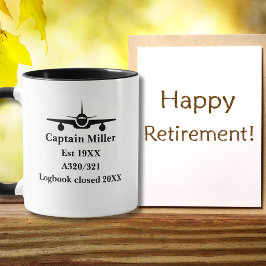 Pensionerad Pilot Flygplan Minimalistisk Svart Anp Mugg